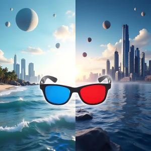 1Pc Red and Blue 3D Glasses,3D Viewing Glasses,Universal TV Movie Dimensional Video Frame,DVD Game 3D Style,Televisions and Video Accessories