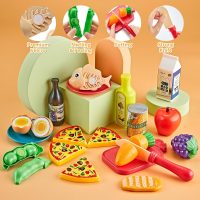 Pretend Play Accessories - 52pc Kids Kitchen Playset with Play Food, Stainless Steel Cookware, Toys Pots and Pans, Toddler Kitchen Set with Cuttable Toy Food - Boys and Girls Gift - Image 5