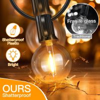 Ollny 100FT Outdoor String Lights, Waterproof Connectable Shatterproof Outside Light with 50 Edison + 3 Spare LED Bulbs Plug in, Patio Lights for Indoor Balcony Porch Camping Deck - Image 2