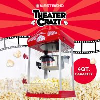 West Bend Stir Crazy Movie Theater Popcorn Popper, Gourmet Popcorn Maker Machine with Nonstick Popcorn Kettle, Measuring Tool and Popcorn Scoop for Popcorn Machine, 4-Qt., Red - Image 3