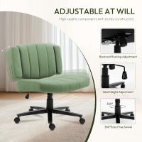 Criss Cross Chair with Wheels – Comfortable Vanity Chair, Wide Rolling Cross Legged Office Chairs with Arms, Adjustable Desk Chairs Comfy for Home Office (Green) - Image 8
