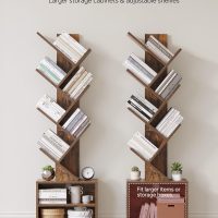 SUNMORY 6 Tier Tree Bookshelf, Small Bookcase with Storage Cabinet, Modern Tall Narrow Bookshelves Organizer, Floor Standing Book Shelf for Bedroom/Living Room/Home Office/Corner, Rustic Brown - Image 4