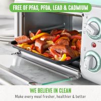 GreenLife Countertop Toaster Oven Air Fryer Stainless Steel, Healthy Ceramic Nonstick, PFAS and PFOA-Free, Tray & Basket, Bake, Broil, Reheat, Adjustable Temp & Time Control, Auto Shutoff, Turquoise - Image 5