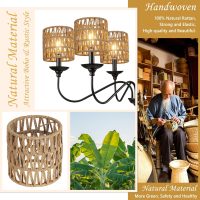5.0 x 5.0in Chandelier Shades Set of 6, Small Rattan Lamp Shades Clip on Bulb, Boho Lamp Shades Replacement, Mini Cylinder Woven Lampshade, Clip on Lamp Shade for Floor Lamp Pendant Light Wall Sconces - Image 5