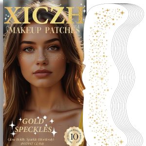 Face Glitter, Gold Temporary Face Tattoos Stickers, Body Face Glitter for Women Girls, Country Concerts Singer Festival Rave Accessories (Gold - 10 pcs)