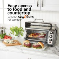 Hamilton Beach Air Fryer Toaster Oven Combo with Large Capacity, Fits 6 Slices or 12” Pizza, 4 Cooking Functions for Convection, Bake, Broil, Roll-Top Door, Easy Reach Sure-Crisp, Stainless Steel - Image 3