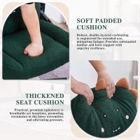Sunchen Criss Cross Chair with Wheels and Arms, Cross Legged Office Chair with Wide Seat, Adjustable Cute Comfy Desk Chairs for Home Office, Bedroom, Vanity, Dark Green - Image 7
