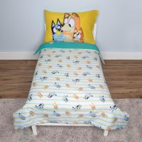 Bluey 4 Piece Toddler Bedding Set – Includes Comforter, Sheet Set – Fitted Top Sheet Reversible Pillowcase for Boys or Girls Bed, Blue - Image 2