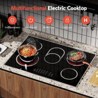 30 Inch Electric Cooktop, 5 Burner Electric Stove Top Touch Control, 8400W Built-in Ceramic Stovetop Burner 30" with Expandable Zone, Child Lock, Timer, Overheat Alert, 220-240v Hardwired - Image 7