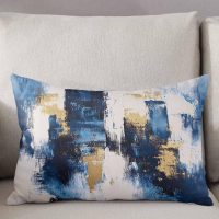 Rustic Blue Gold Pillowcases, Abstract Neutral Brush Strokes Artwork Soft Bed Throw Pillow Covers Case, Decorative Pillow Sham Cushion Cover with Hidden Zipper for Bed Sofa Couch, 20"x26" - Image 3