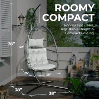 Econohome Hanging Egg Chair with Stand - Indoor/Outdoor Swing Hammock Chair with Plush, Washable Cushions, 350LBS Capacity, Ideal for Relaxation in Bedrooms, Balconies, Gardens, and Patios - Image 5