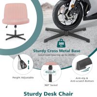 OLIXIS Criss Cross Chairs Legged Armless No Wheels Wide Seat Height Adjustable Swivel Rolling Padded Furry Cute Home Office Desk Seating for Bedroom, Student, Study Room - Image 5