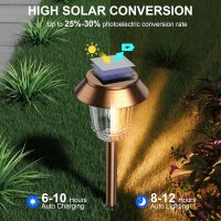 XMCOSY+ Solar Pathway Lights Outdoor - 6 Pack Solar Lights Outdoor Waterproof, 10-40 LM Dimmable Auto On/Off Solar Outdoors Lights Yard Garden Walkway Driveway (Warm White) - Image 3