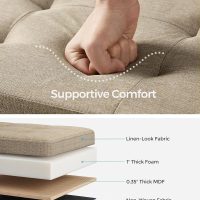 SONGMICS MAZIE Collection - 43 Inches Folding Storage Ottoman Bench, Ottoman Foot Rest, End of Bed Bench, Storage Chest, Load 660 lb, for Living Room, Bedroom, Entryway, Camel Brown ULSF077R01 - Image 4