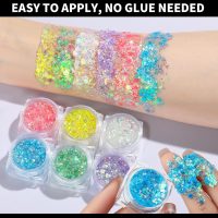 Teenitor 6 Colors Glow in The Dark Glitter Gel, Face Glitter Gel, Body Glitter Hair Glitter for Halloween Makeup UV Black Light Party Cheer Raves Festivals - Image 7
