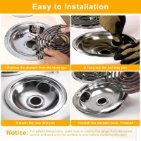 Drip Pans Electric Stove Drip Pans, Chrome Stove Drip Pans Replacement Compatible for Most Plug-in Electric Ranges include Silver 2 * 6in and 2 * 8in - Image 6