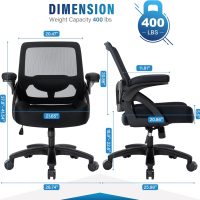 Big and Tall Office Chair 400lbs-Ergonomic Mesh Desk Chair with Flip up Arms, Heavy Duty Home Office Computer Chair, Wide Seat Office Chairs, Executive Rolling Swivel Task Chairs for Large People - Image 3