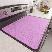 Silicone Stove Top Cover for Electric Stove, Glass Stove Top Cover Protector, Flat Top Range Cover – Double as Dish Drying Mat, Coffee Bar Mat, Kitchen Stove Accessories, 28 x 20 in, Pink - Image 2
