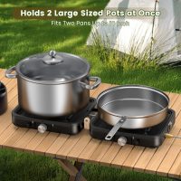 OGERY 2-Burner Foldable Camping Stove with Griddle (Textured & Smooth) and Carrying Bag, Portable Propane Camp Stove with 2 Adjustable Burners & Piezo Ignition, for Camping Tailgating Essentials Gear - Image 3