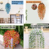 Artificial Fake Hanging Flowers Plants for Outdoor Spring Decoration,1 PCS Faux Silk Daisy with Eucalyptus Leaves,UV Resistant Look Real for Outside Home Indoor Planter Porch Patio Balcony Yard Decor - Image 3