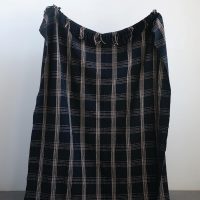 Plaid Black & Tan Fringed Woven Cotton Blend Throw - Image 2