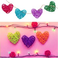 8Pcs Heart Shaped Rattan Ball Vase Filler Natural Rattan for Valentine's Day Decoration Wedding Home Decoration Yellow 2 in - Image 4
