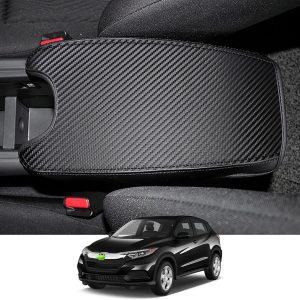 Autorder Center Console Cover for 2016-2020 2021 2022 Honda HR-V HRV Accessories Carbon Fiber Armrest Cover Anti-Scratch Middle Console Pad Leather Armrest Protector