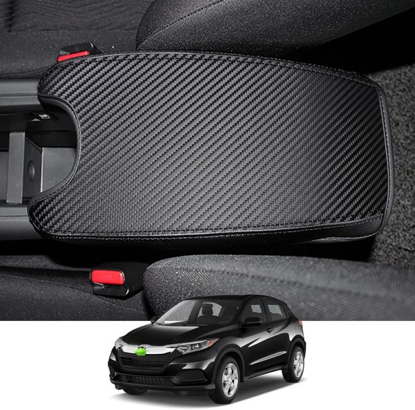 Autorder Center Console Cover for 2016-2020 2021 2022 Honda HR-V HRV Accessories Carbon Fiber Armrest Cover Anti-Scratch Middle Console Pad Leather Armrest Protector