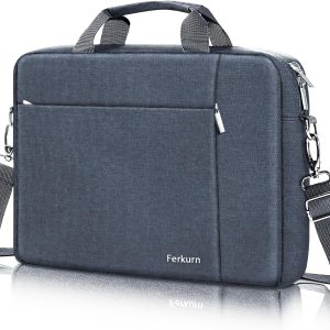 Ferkurn Laptop Case Sleeve 15.6 16 Inch Laptop Bag for Women Men Compatible with HP Envy Pavilion/Dell Inspiron XPS/Lenovo/Acer, Shoulder Strap Carrying Briefcase Computer Messenger Bag Case, Grey