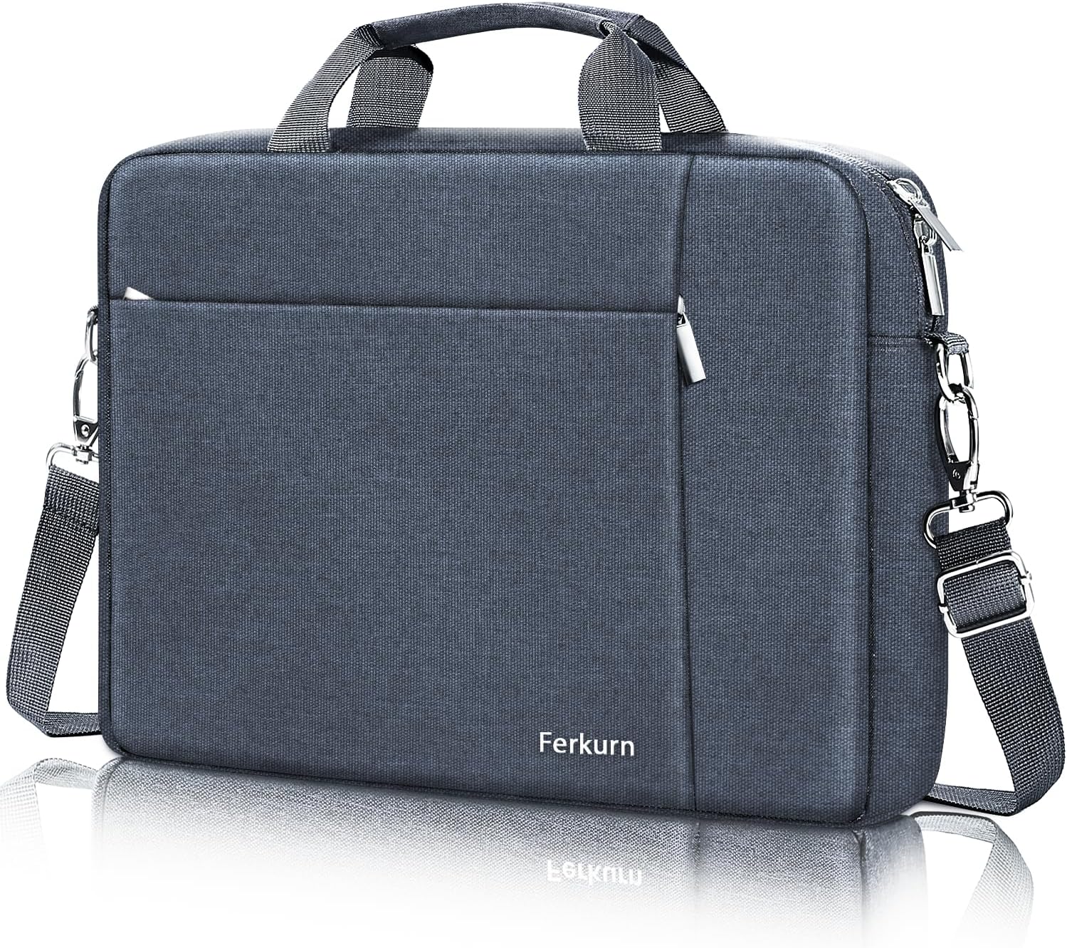 Ferkurn Laptop Case Sleeve 15.6 16 Inch Laptop Bag for Women Men Compatible with HP Envy Pavilion/Dell Inspiron XPS/Lenovo/Acer, Shoulder Strap Carrying Briefcase Computer Messenger Bag Case, Grey