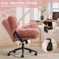 Criss Cross Chair with Flip-Up Armrests Wider & Thickened, Cross Legged Office Chair on Wheels Comfortable Adjustable Swivel, Ergonomic Desk Chair for Home Office, Vanity, Accent, Pink - Image 7