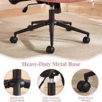 Criss Cross Chair with Flip-Up Armrests Wider & Thickened, Cross Legged Office Chair on Wheels Comfortable Adjustable Swivel, Ergonomic Desk Chair for Home Office, Vanity, Accent, Pink - Image 6