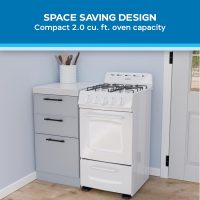 Avanti GRO20P0W Gas Range Oven Compact Freestanding Design, 4 Burners with Electronic Ignition, 2.1 Cu.Ft. Capacity Features Solid Door Storage Drawer Broiler and Accessories, 20-Inch, White - Image 6