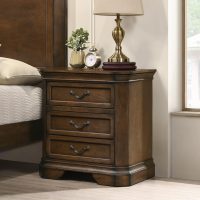 Roundhill Furniture Maderne Traditional Wood Panel Bed with Dresser, Mirror, Two Nightstands, Chest, King, Antique Walnut Finish - Image 7