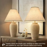 Empire Lamp Shades Set of 2, 6" Top x 16" Bottom x 10.8" High, Large Beige Lamp Shades for Table Lamps Floor Lamps, Natural Linen Lampshades Replacement, Spider, Harp Holders Included, Easy Assembly - Image 3