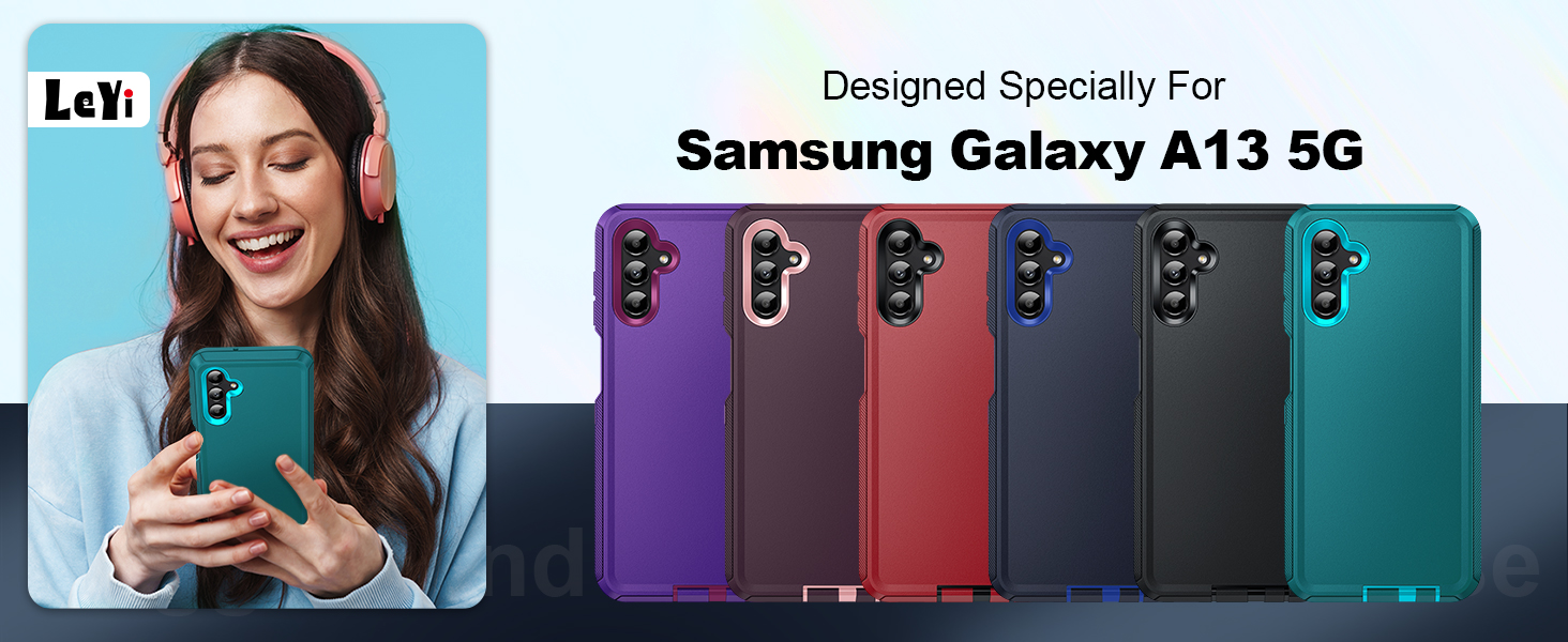 Samsung Galaxy A13 5G Phone Case: with 1Pack Tempered Glass Screen Protector, Heavy Duty 3 in 1