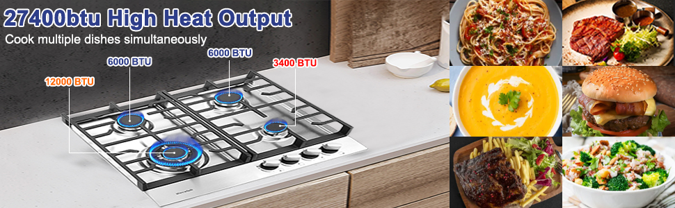 build-in gas cooker 24 inch gas stove 304 stainless steel Gas Cooktop 4 burners