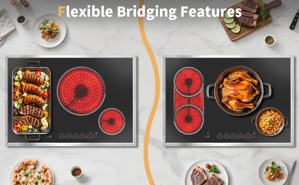 Pladeca 30 Inch Electric Cooktop, 4 Burner Stove Top, 7800W Built-In Electric Stove with BBQ Mode