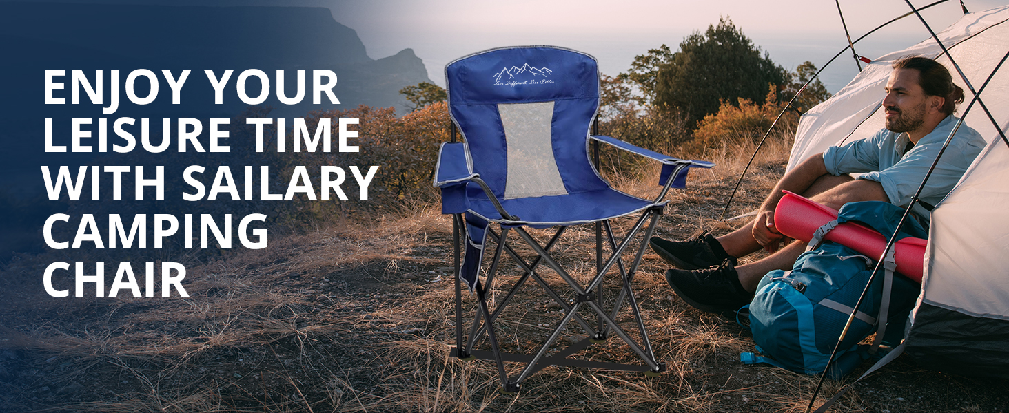 foldable mesh camping chair blue