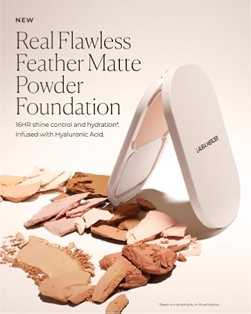 laura mercier; real flawless feather matte powder foundation; hyaluronic acid; shine control
