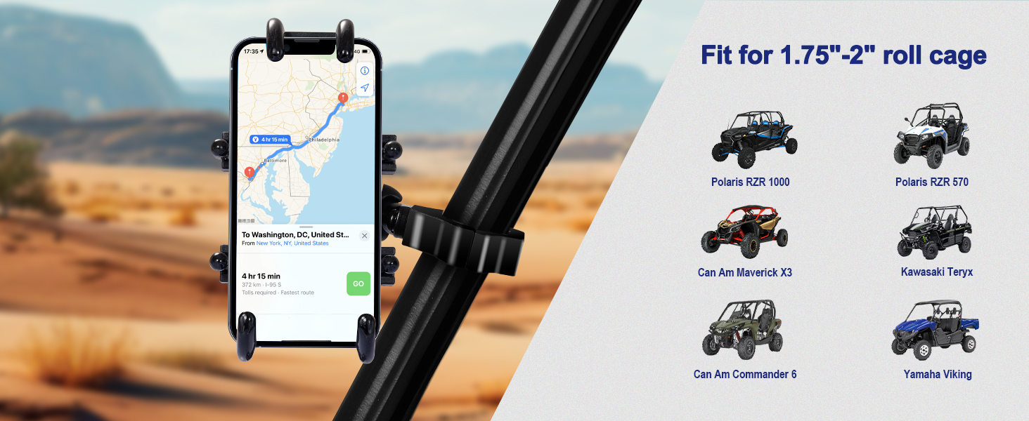 roll cage phone mount holder for utv side by side heavy duty sxs phone mount iphone holder for utv 