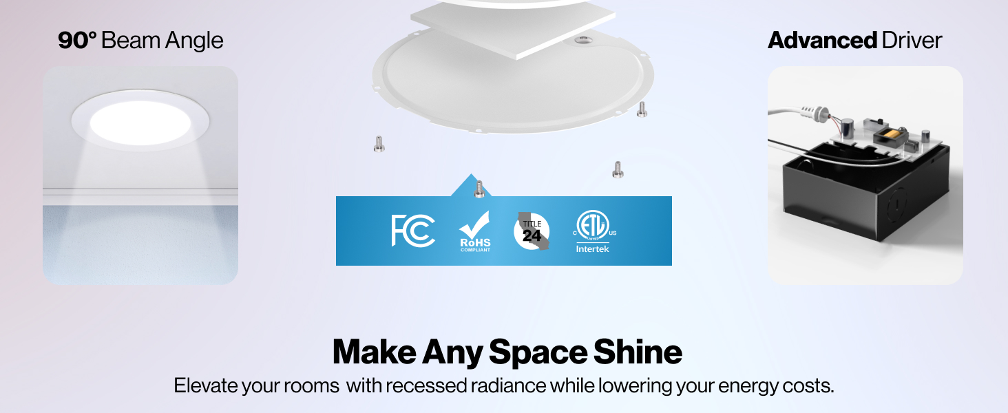 110 degree beam angle, advanced driver make any space shine. 