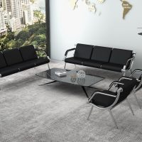 Kinsuite 3-Seat Office Reception Waiting Room Chairs - Guest & Reception Chairs for Salon Barber Bench Airport Bank Hall Visitor Guest Black PU Leather Office Sofa, Black - Image 6