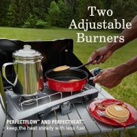 Coleman Triton+ 2-Burner Propane Camping Stove with InstaStart Ignition, Portable Camping Cooktop with 2 Adjustable Burners & Wind Guards, 22,000 BTUs of Power for Camping, Tailgating, Grilling - Image 3
