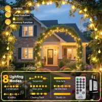 43FT 100LED Connectable Globe String Lights | 8 Modes Fairy Lights Plug in with Remote | Warm White Mini Globe Light for Indoor Outdoor Bedroom Wedding Party Garden Christmas Tree Decor - Image 6