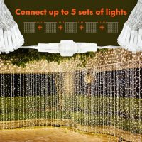Twinkle Star 300 LED Window Curtain String Light Wedding Party Home Garden Bedroom Outdoor Indoor Wall Decorations, Warm White - Image 2