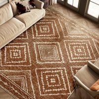 Area Rug 5x7 Rug Machine Washable Non-Slip Low Pile Print Pattern Western Rug for Living Room Bedroom Entryway Tribal Series -Yellowbrown/Cream - Image 2