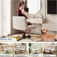 Techni Mobili Criss Cross Chair, Armless Extra Wide Office Desk Chair No Wheels, 26" Extra Large Padded Seat to Sit Cross Legged, Taupe - Image 8
