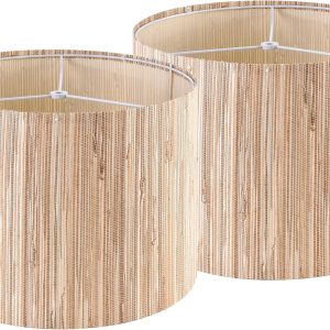 GO&SO 13 IN Drum Boho Lamp Shades Set of 2 Medium, Farmhouse Lamp Shade for Table Lamps Floor Lamp- 13" x 13" x 10" Spider Vintage Lampshade Decor,Natural Straw Shade Replacement,Assembly Required