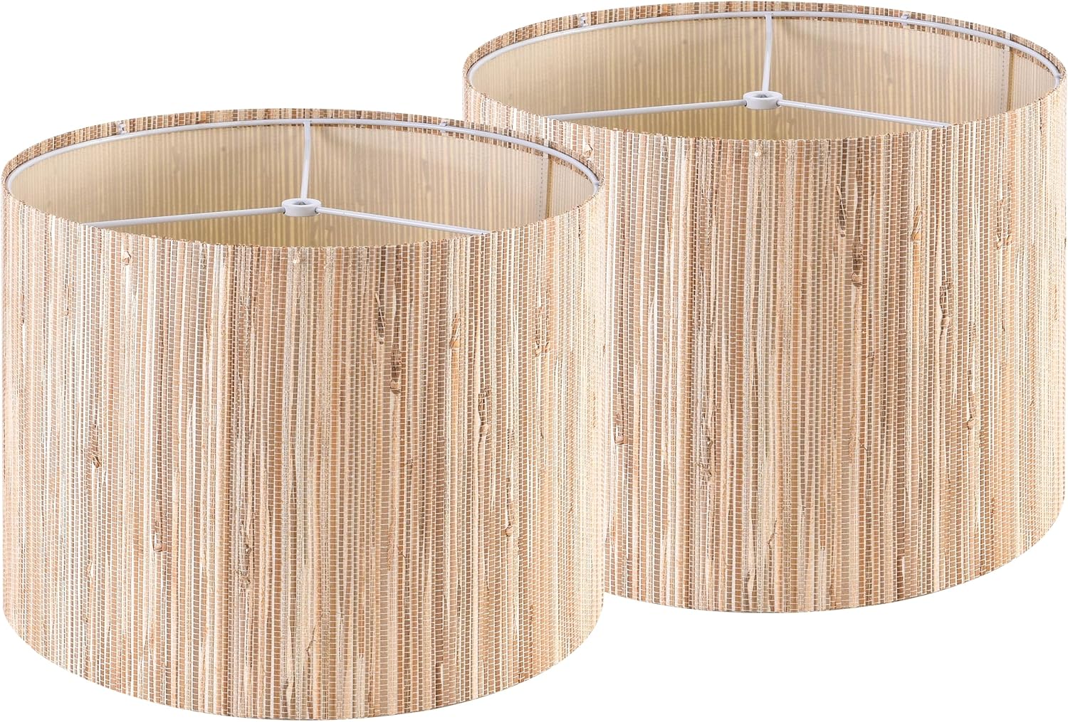 GO&SO 13 IN Drum Boho Lamp Shades Set of 2 Medium, Farmhouse Lamp Shade for Table Lamps Floor Lamp- 13″ x 13″ x 10″ Spider Vintage Lampshade Decor,Natural Straw Shade Replacement,Assembly Required